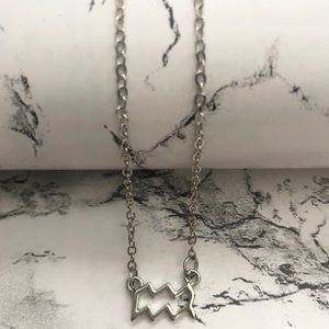 Aquarius Horoscope Sign Pendant Necklace Silver